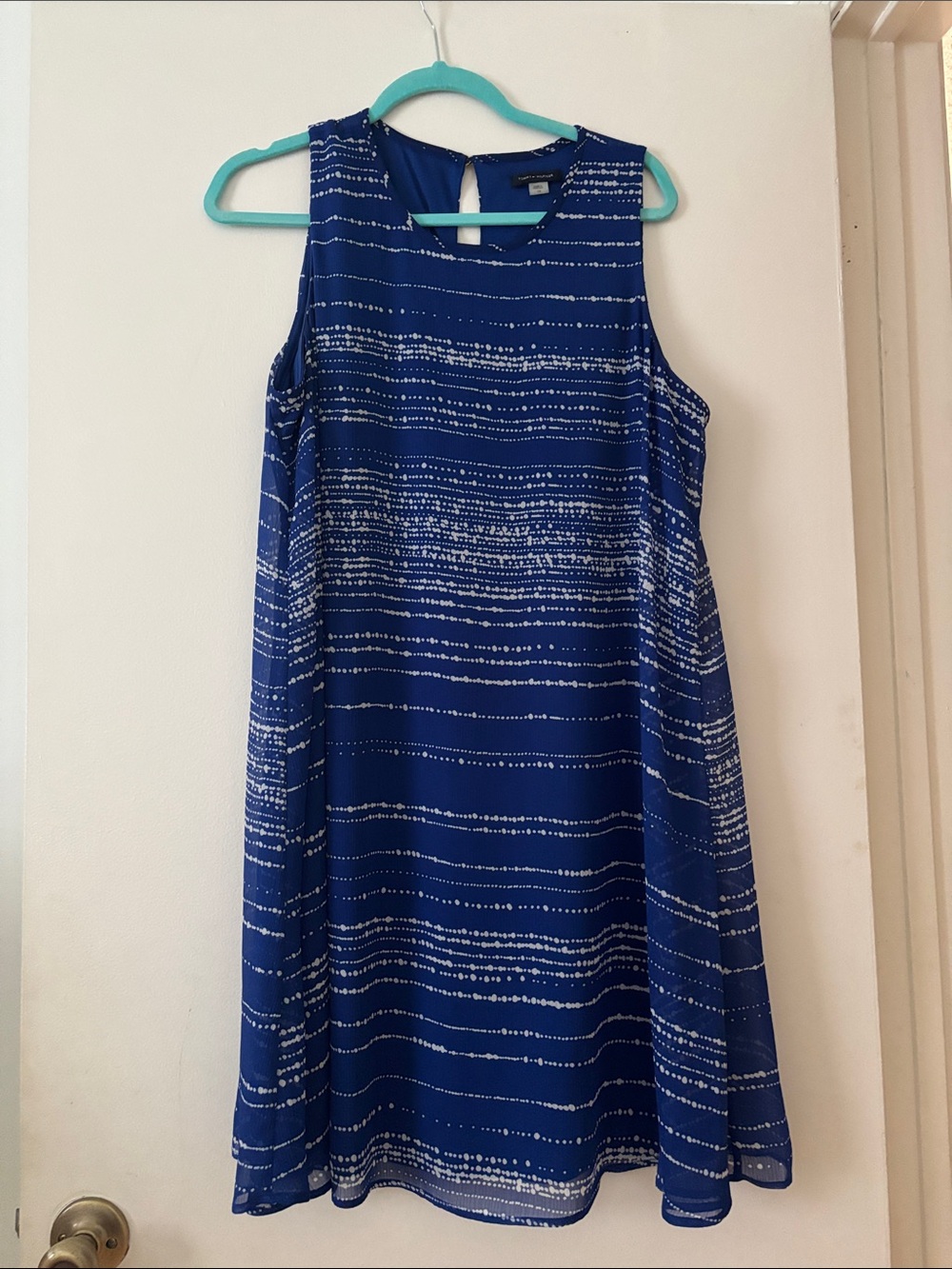 Tommy Hilfiger Navy and White Sleeveless Midi Dress